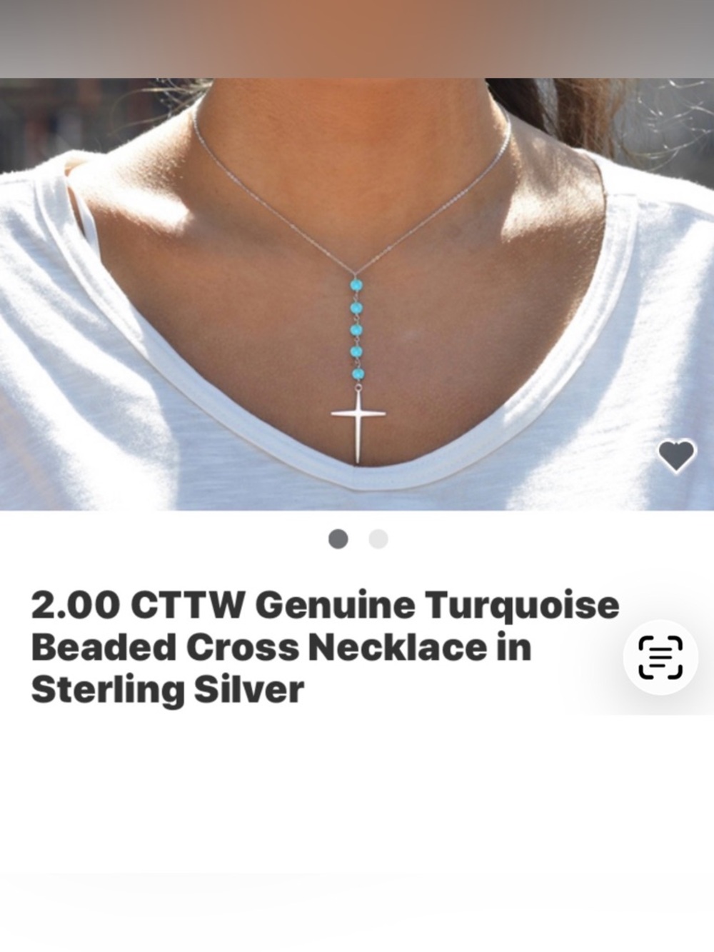 Turquoise Bead Cross Pendant Necklace - Women Jewelry
